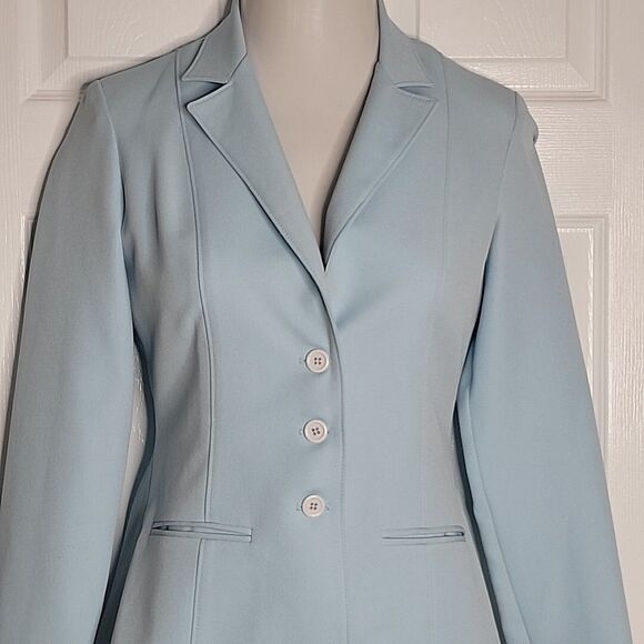 Regal Vintage Button Up Collared Blazer ~ Sz 8 ~ Light Blue ~ Long Sleeve - Picture 3 of 5